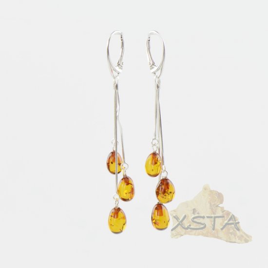Baltic amber drop earrings cognac color